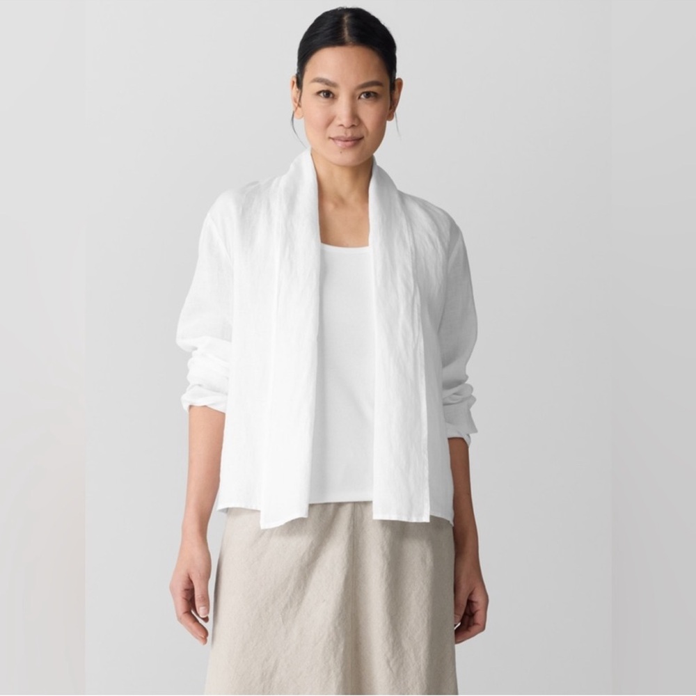 NWT Eileen Fisher Organic Handkerchief Linen High Collar Jacket